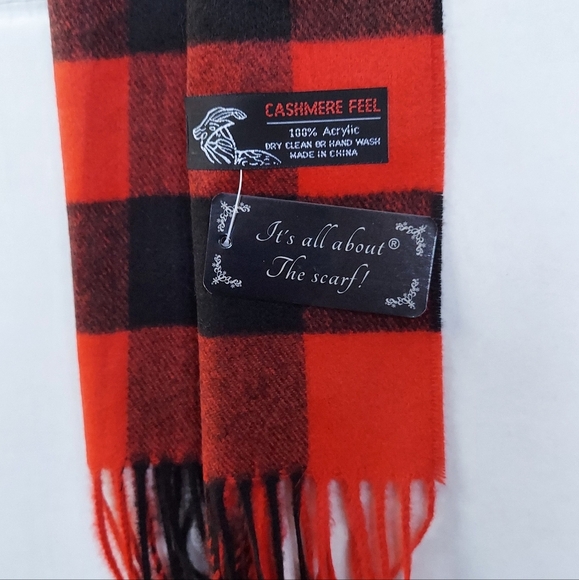 Classic Scarf Womens Mens Red Black Neck Scarf Plaid Winter Scarf Fall Softest - Picture 7 of 10
